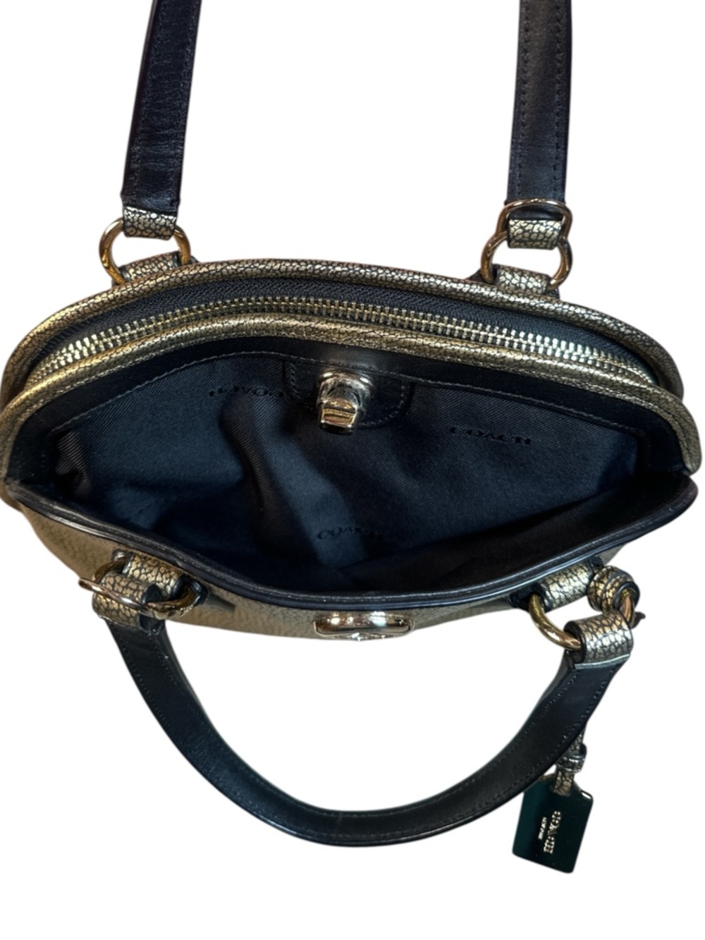 COACH Mini Prince St Metallic Gold Crossbody Like New - Picture 7 of 17